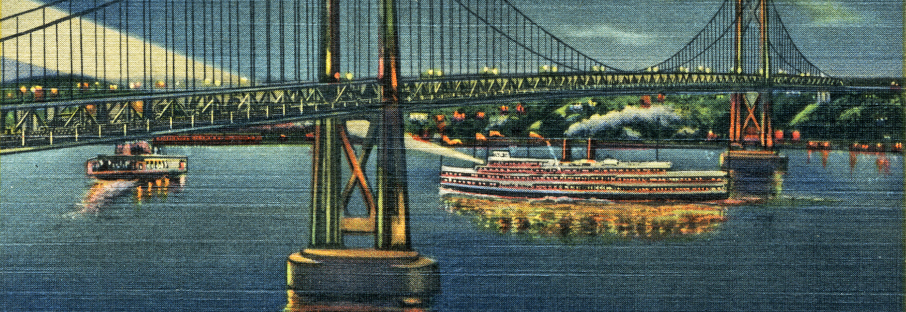 Painting of Bridge with boat going underneath