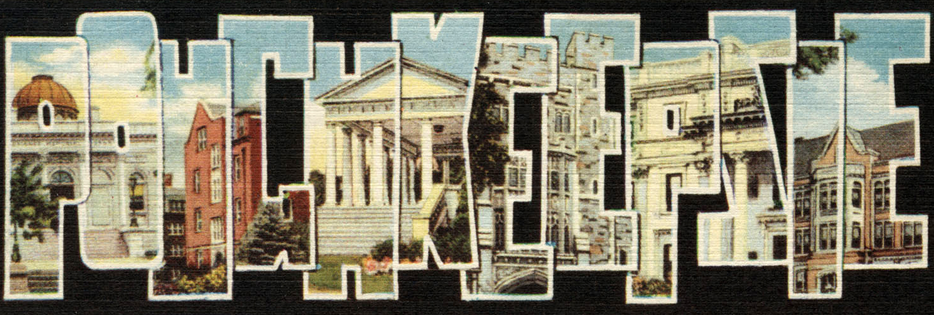 POHCHKEEPSIE spelled out with images in each letter