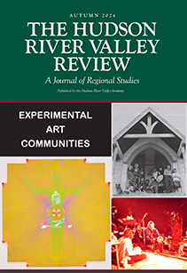thumbnail of the cover of HRVR 41.1, Autumn 2024 showing pop art, photo of artists at USCO commune, photo of Timothy Leary on stage