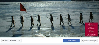 reenactors in american revolution uniform walking across the frozen hudson river at West Point