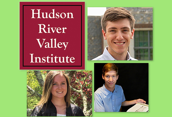 HRVI logo and photos of three students