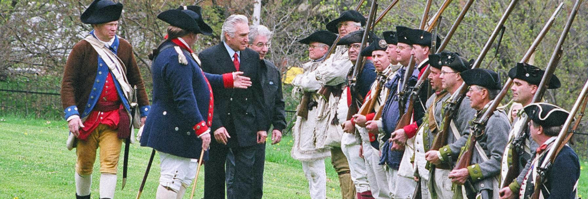 Congressman Maurice Hinchey reviews the troops at Washington's Headquarters for Patriots' Wekekend 2007