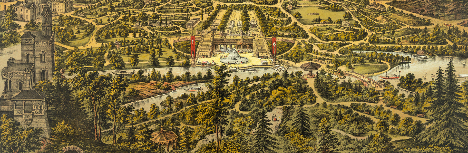 detail of New York's Central Park in a 19th century print