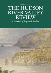cover image of HRVR Volume 37.2, Spring 2021, with an image of a sailboat on the Hudson River surrounded by the rocky highlands with a city (Newburgh) in the distance