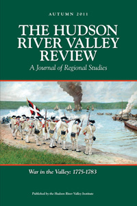 Autumn 2011 issue with a painting of Continental soldiers firing muskets at ships int he Hudson River