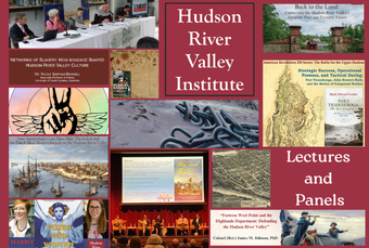 poster with a collage of images representing a variety of lectures and panels